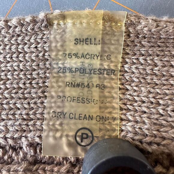 Calvin Klein Tan Cable Knit‎ V Neck Dress Flouncy Sleeves Sz P/S Sweater Dress - Picture 4 of 6